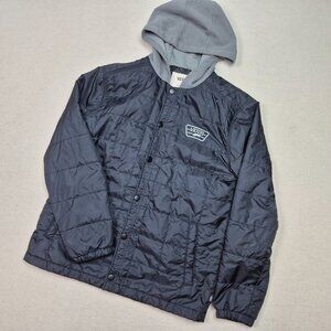 Vans Men's Lightweight Down Hooded Black/Grey Box Wall Coat Jacket Sz XL